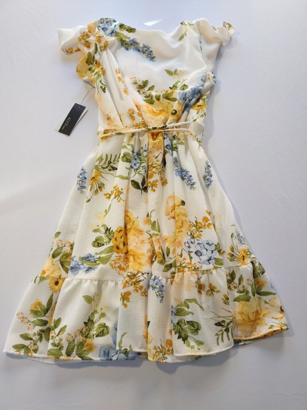 NWT ALYX Floral Flutter Sleeve Faux Wrap Dress XS